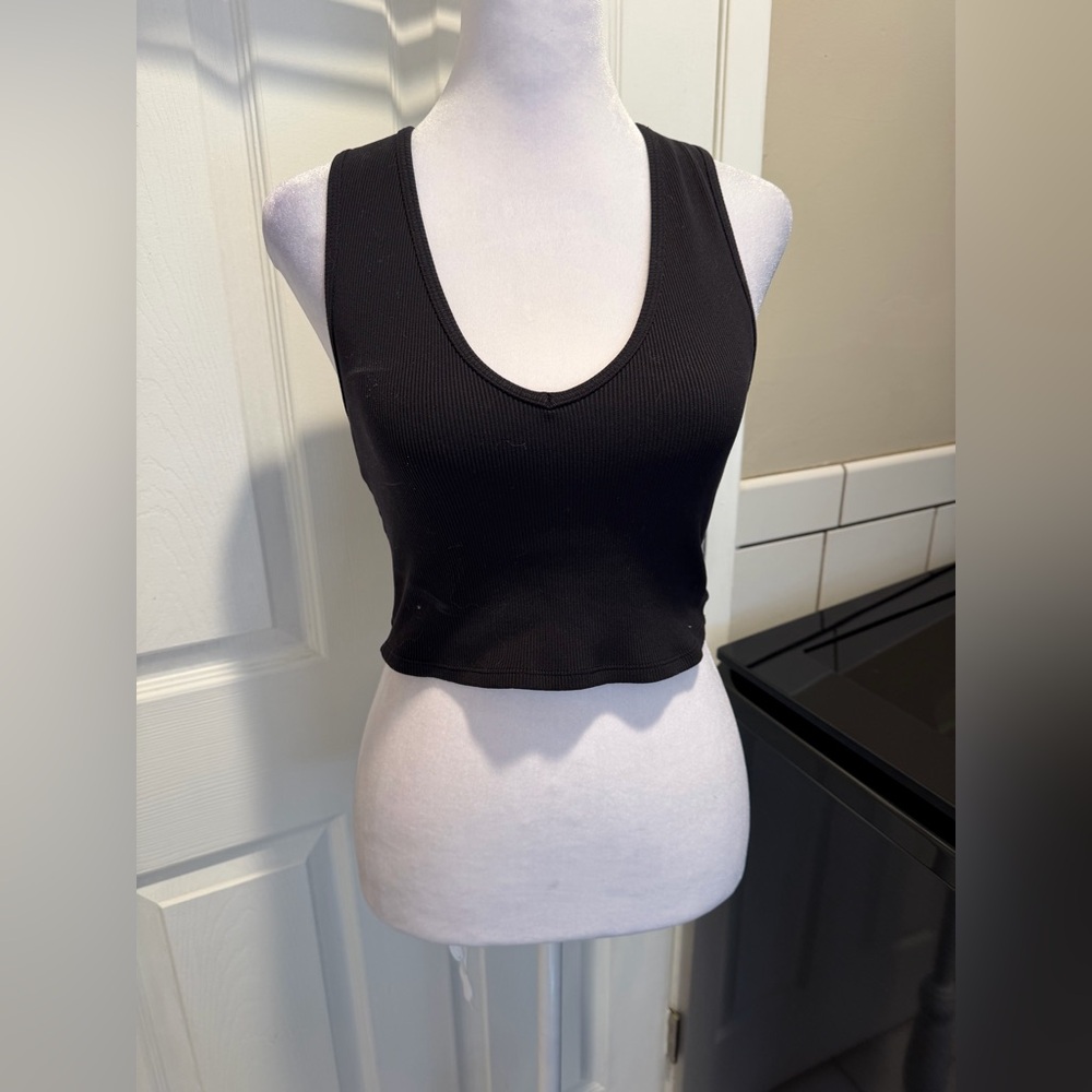 ALO Yoga Black Ribbed Sports Bra Top